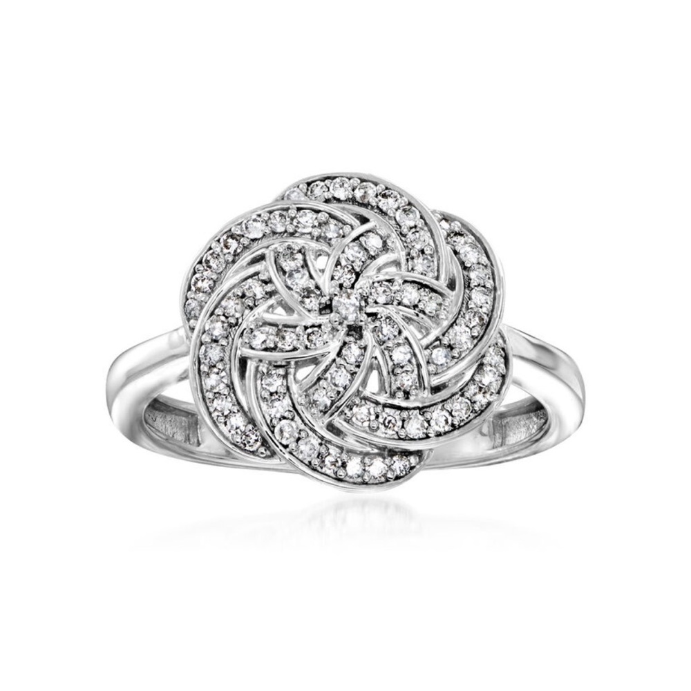 0.33 ct Diamond Swirl Ring 925 Sterling Silver Size 5